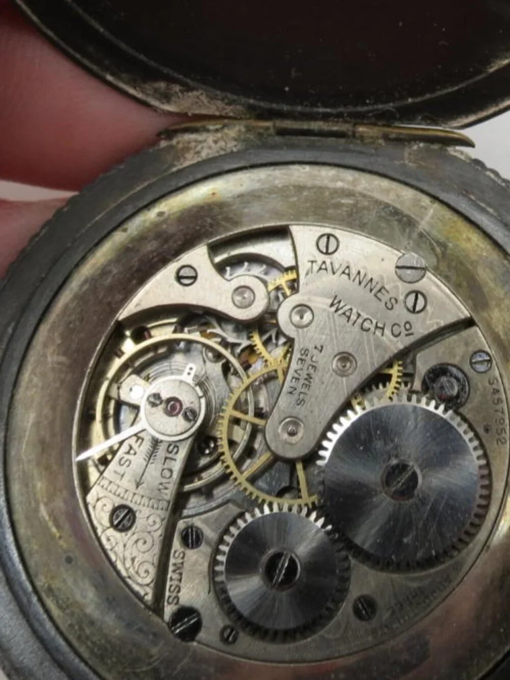 Antique Tavannes Pocket Watch 1910-1930 Sunburst Face Non-Working